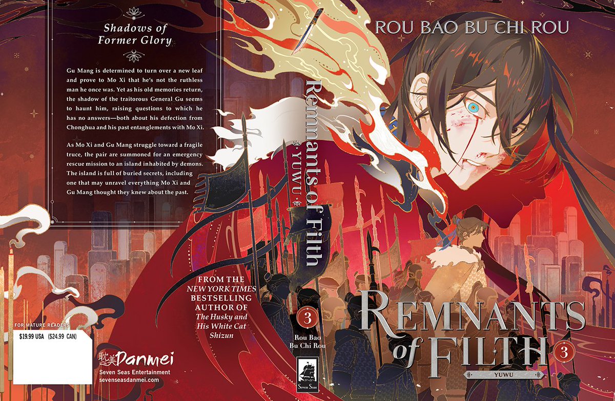 It's #danmei cover reveal time! ✨ REMNANTS OF FILTH: YUWU (NOVEL) Vol. 3 by NYT bestselling author Rou Bao Bu Chi Rou + stunning art by <a href="/akkaccel/">st.</a>! For Mature readers. #SevenSeasDanmei #yuwu #RemnantsOfFilth

Out in print/digital March 2024—pre-order now:
sevenseasdanmei.com/#rof-yuwu3