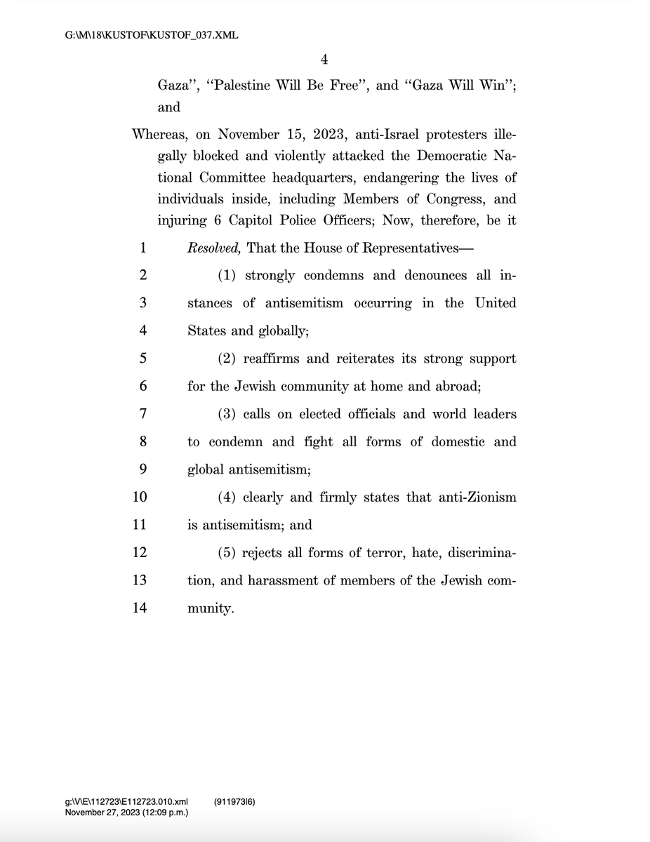 Next week, the House will vote on a Kustoff/Miller resolution that endorses the IHRA definition of antisemitism, states that 'anti-Zionism is antisemitism' & characterizes some anti-Israel protests as antisemitic. Could split some Dems. docs.house.gov/billsthisweek/…