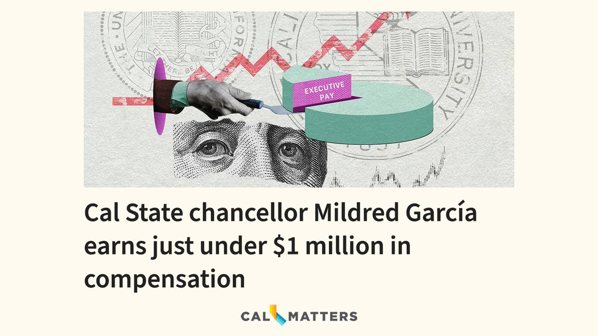 CalMatters's tweet photo. Cal State is facing backlash for approving student tuition increases earlier this year and simultaneously raising executive pay during a $1.5 billion budget deficit. 1/3 https://t.co/UTqtDJnoz1