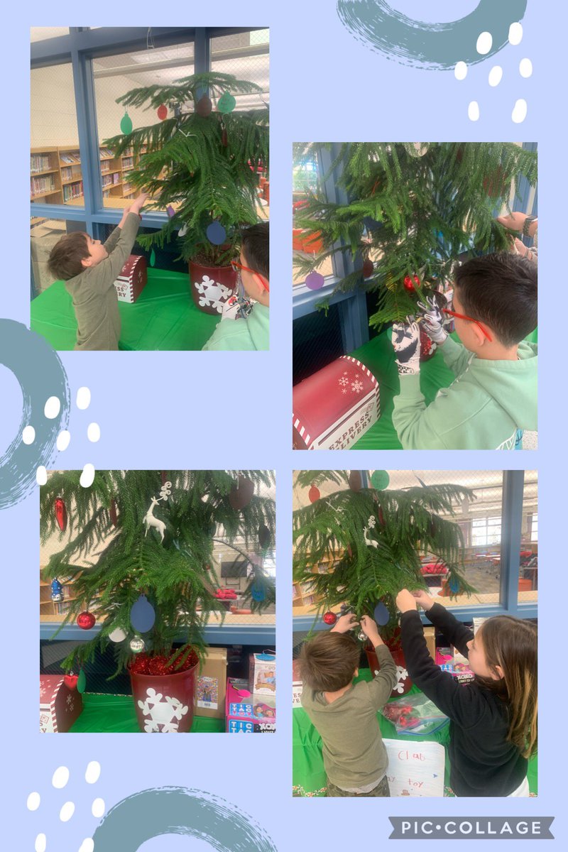 Putting some finishing touches on our Giving Tree!