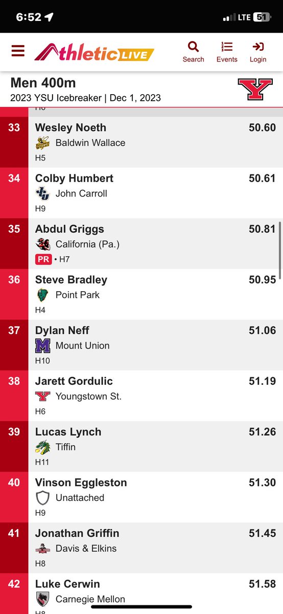 JCUXCTF's tweet photo. In his collegiate debut, Colby Humbert runs 50.61 sec in the open 400 to earn second in his heat. ⚡️⚡️
#StreakUp #YSUIcebreaker https://t.co/uB720tYMjW