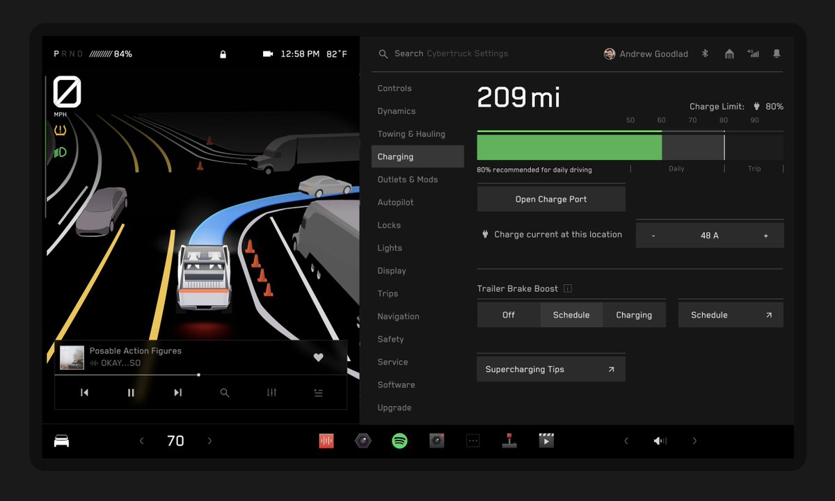 GoodladAndrew's tweet photo. For anyone wanting to play around with the @Tesla Cybertruck UI here is a Prototype - Using reference videos from the delivery event. I will update.
https://t.co/AYeMHx4U4X https://t.co/SoVtQlo6II