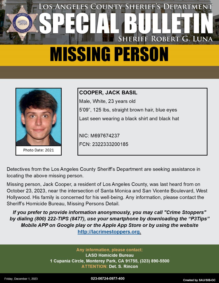 LASDHQ's tweet photo. #LASD is Asking for the Public’s Help Locating Missing Person, Jack Basil Cooper, #WestHollywood
https://t.co/JkiBlBoT5K https://t.co/q9QCfRMdjq