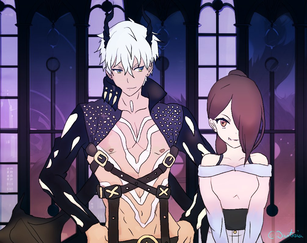 Art Trade finished for Bimu2ndo on Deviantart.
With her Oc Bimu and Mammon~♡

#obeymemammon #obeyme #fanart #arttrade #devil #Mammon #digitalart #NoAI