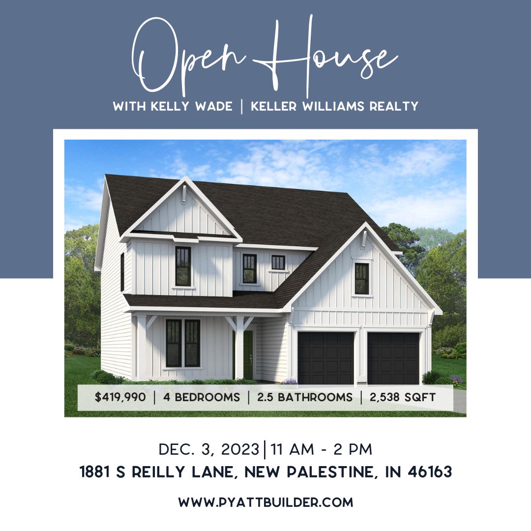 PyattBuilders's tweet photo. Join Kelly Wade from Keller Williams Realty for a weekend open house in New Palestine, Indiana. Details below!

#indyhomes #farmhouse #indianapolisindiana #midwesthomes #indyrealestate https://t.co/Vxw83Ojp1H