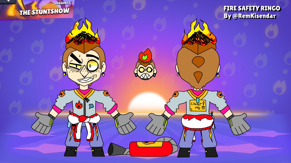 Posting a Ringo skin for every season / Event.         
#012 : Fire Safety Ringo
( Season 12 - The Stuntshow )                 

❤️+ 🔄 appreciated !                  

#brawlstarsart #brawlstarsoc #brawlstars