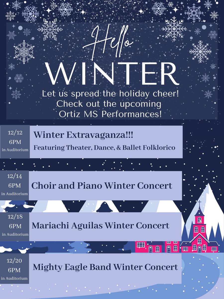 Hi Eagles! The holiday season is upon us🎄Here are our upcoming events, including the 12 Days of Holiday Cheer! ❄️☃️