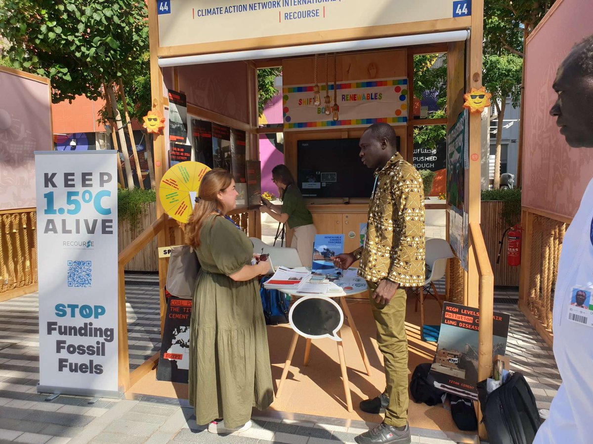 RecourseTeam's tweet photo. 🚶♀️Visit our exhibit at #COP28UAE at Zone B6, Bldg 95, Booth No.44 to get our latest publications and have a nice chat on how to #Keep1.5Alive 🌎.
#BankOnSustainableRenewables
#StopFundingFossilFuels
#StopFundingFossilGas
#JustTransition https://t.co/FgU0z3g3Rs