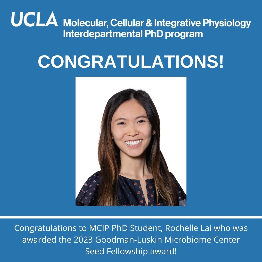 uclamcip's tweet image. Congratulations to MCIP PhD Student, Rochelle Lai from the Tarling/Vallim lab, who was awarded the 2023 Goodman-Luskin Microbiome Center Seed Fellowship award! #uclamcip