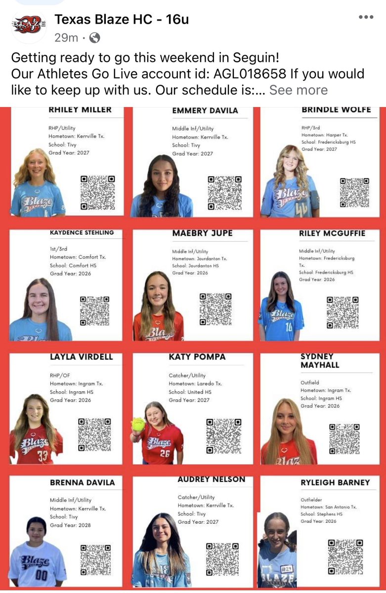 vjoop11's tweet photo. Let’s Go!!! @MaebryJ2026 
Our schedule is: 
Sat.
8:00 a.m. vs. Texas Bombers STX Gold Saenz 16U
1:00 p.m. vs. SA Spirit
3:30 p.m. Illusions Gold National CTX Garcia
Sun.
11:45 a.m. vs. Illusions Gold CTX 18U Andana 
3:30 p.m. vs. TEST 2KX! Softball https://t.co/wZ2Md0ZXsJ
