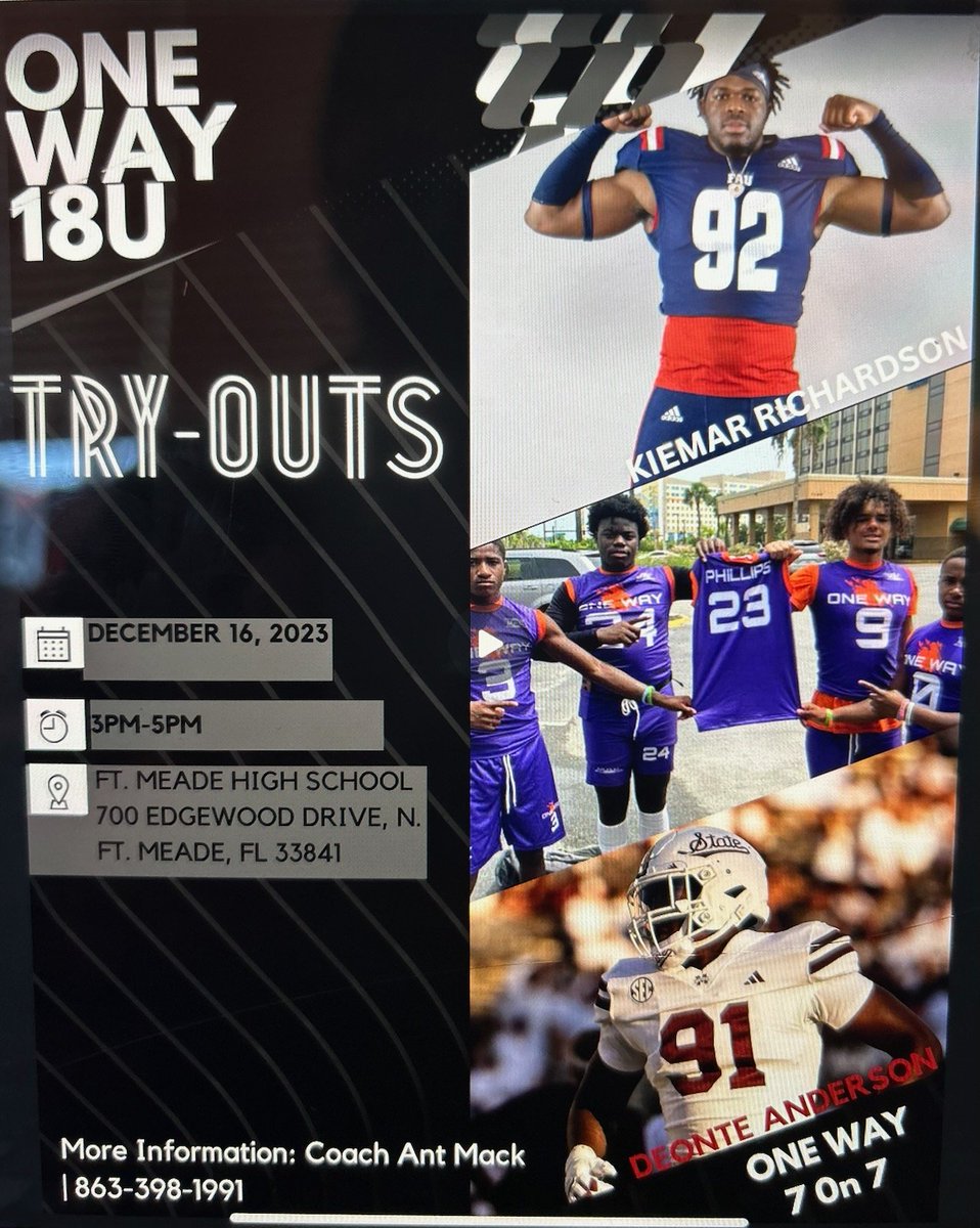 Coach Ant Mack High School Football Coach (@oneway7on7) on Twitter photo Oneway7on7 is a young program in Polk County that helps and send kids to college with out no 4 and 5 star players and it will be a host of kids going to college this year that have played for the program the evidence is there <a href="/RivalsWardlaw/">Lee Wardlaw</a> Oneway7on7 is a young program in Polk County that helps and send kids to college with out no 4 and 5 star players and it will be a host of kids going to college this year that have played for the program the evidence is there <a href="/RivalsWardlaw/">Lee Wardlaw</a>