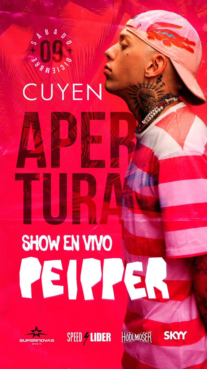 cuyen__junin's tweet photo. SÁBADO 09 DIC ❤️ Vuelven las mejores noches de verano! Show en vivo de EL PEIPPER 💣 Sorteamos 5 FREE PASS! Seguinos, Dale RT y MG y ya estás participando. 🌴 https://t.co/nukBAFttzR