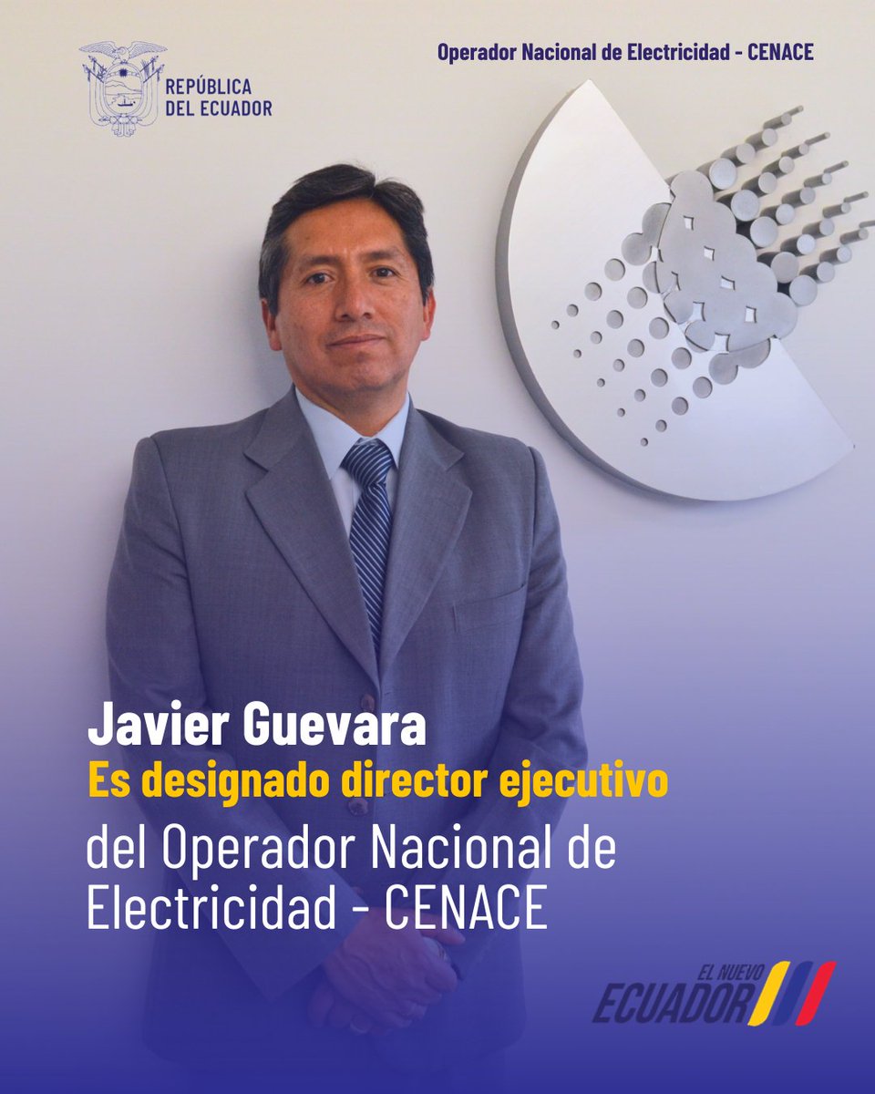 📢[BOLETÍN DE PRENSA] Javier Guevara fue designado director ejecutivo del <a href="/OperadorCenace/">CENACE</a>. 
Conoce más en⤵️
bit.ly/4a0JEiU