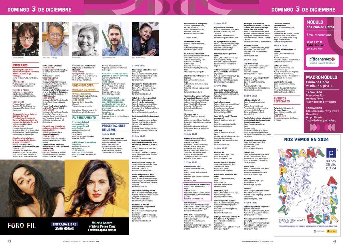Este domingo 3 de diciembre, <a href="/MagdoSodi/">Ricardo Sodi Cuellar</a>, titular del #PJEdomex, presentará la Colección editorial "Rumbo al Bicentenario" en la <a href="/FILGuadalajara/">FIL Guadalajara</a>.

Le acompañarán <a href="/rafaelestradam/">Rafael EstradaMichél</a> y <a href="/AbreuyAbreuJC1/">Abreu y Abreu JC</a>.

📍Salón D- Área internacional de la <a href="/ExpoGuadalajara/">Expo Guadalajara</a>.
⏰12:30 hrs.