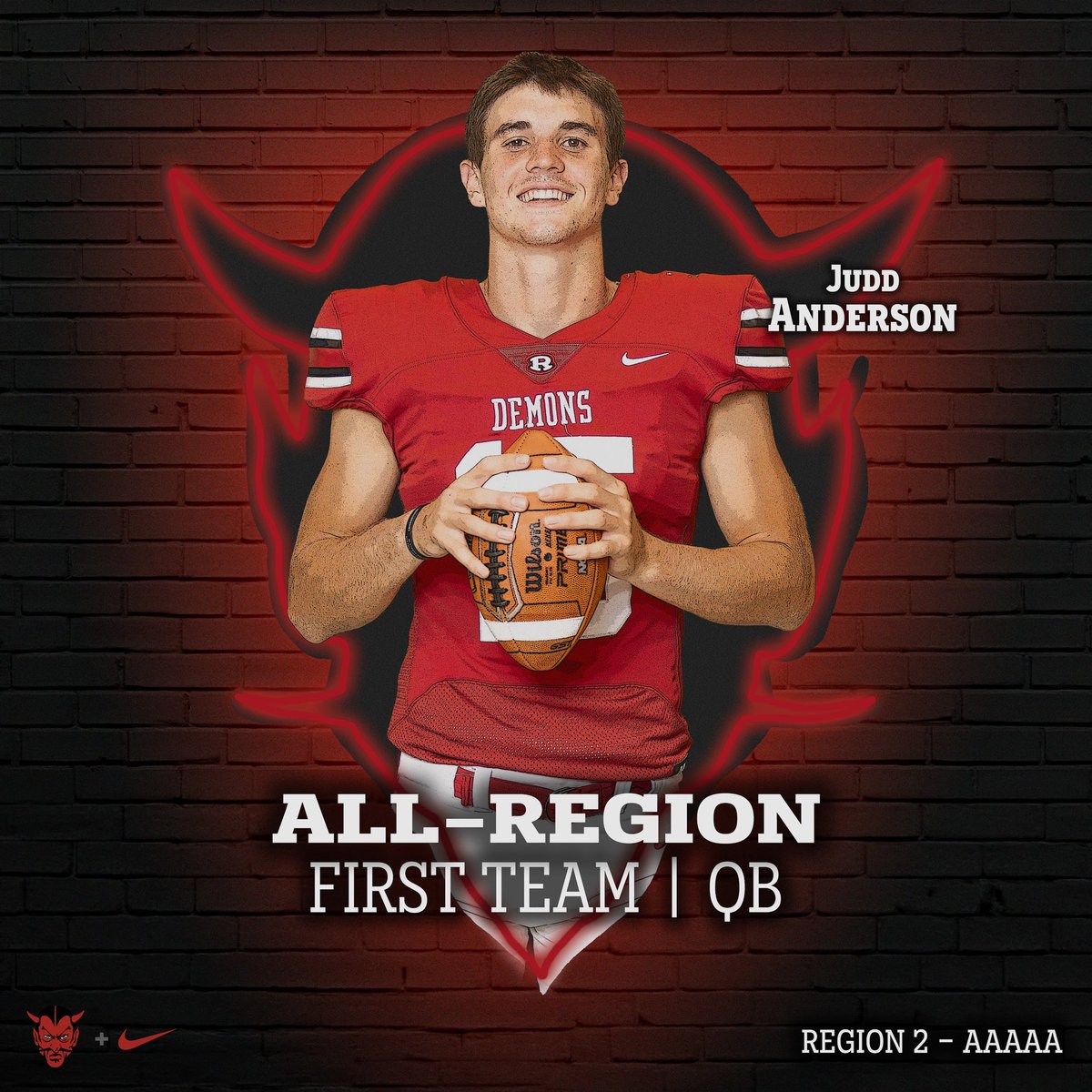 BIG congratulations to Judd Anderson with 2,917 passing yards for being named THE All-Region First Team QB‼️
