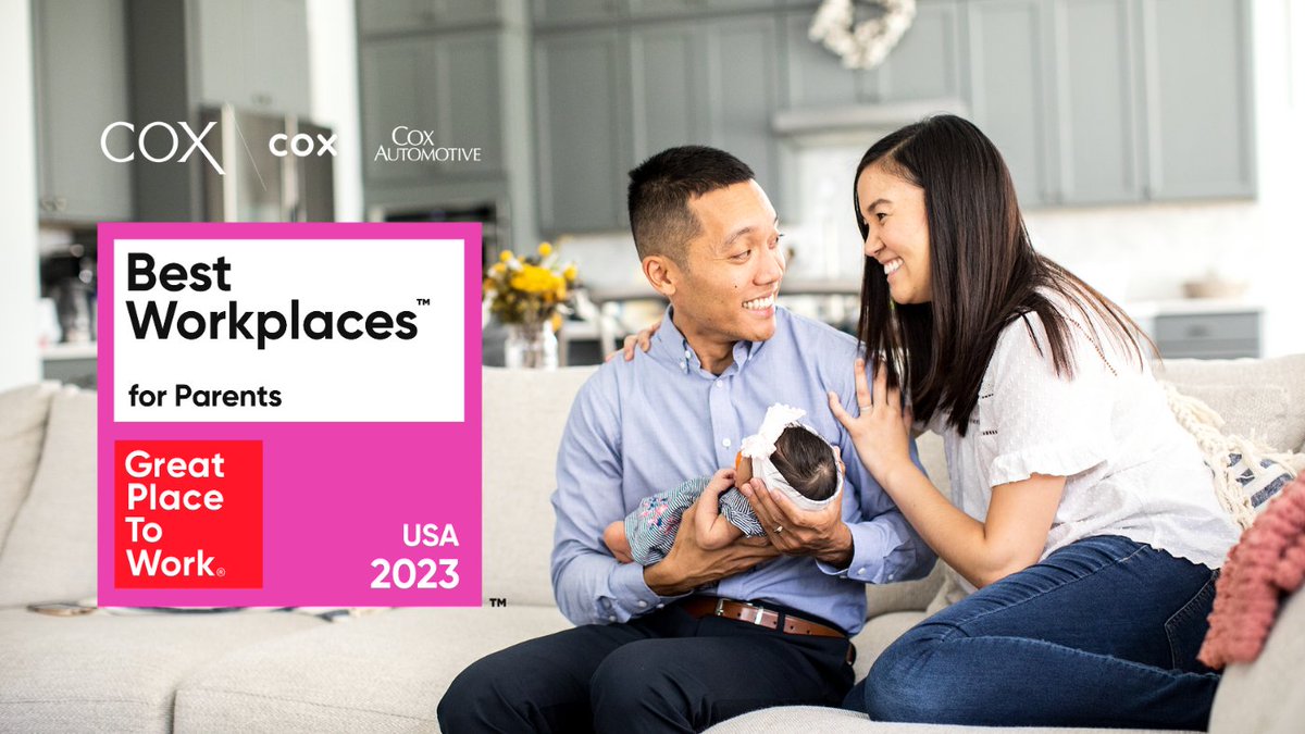 We're proud to be named to @GPTW_US' Best Workplaces for Parents list, which recognizes companies that are supporting working parents in a way that fosters trust, purpose and a positive employee experience for all. Learn more about #LifeAtCox here: cox.career/3VAj87D