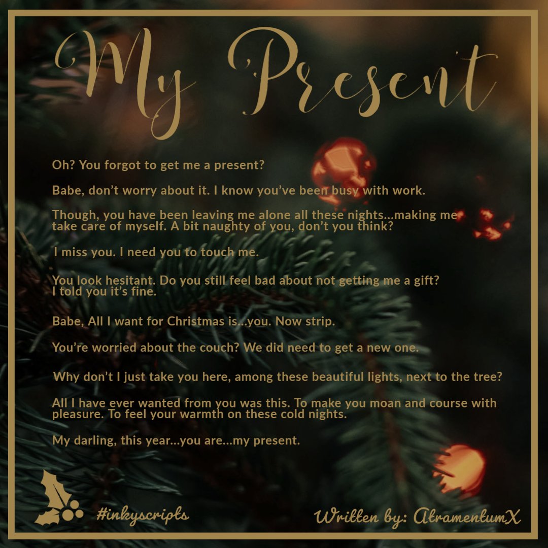 AtramentumX's tweet photo. It's Xmastime and it's time to start reposting scripts from last year!

Here's an extra special intimate Xmas script for y'all to play with.

#inkyscripts #envtuber #asmrscripts #lewdtubers https://t.co/WJdSOALDV3