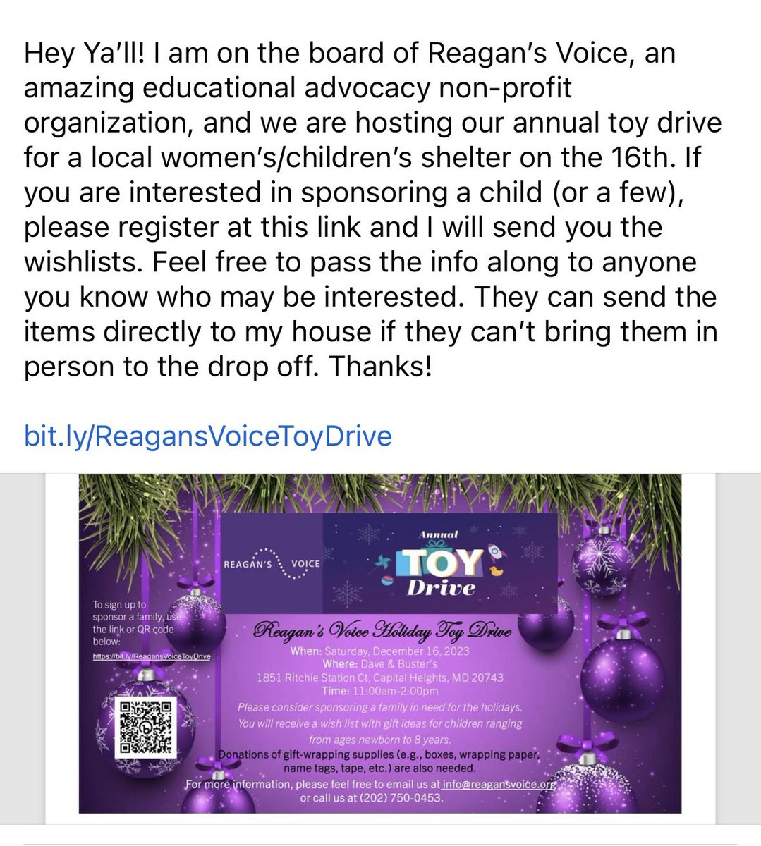 DrtAzzDan_TLA's tweet photo. My sister is doing good work in MD. If you can participate plz do. If not at least share. https://t.co/VwWPBkIJhj https://t.co/GX9TrGv7xb