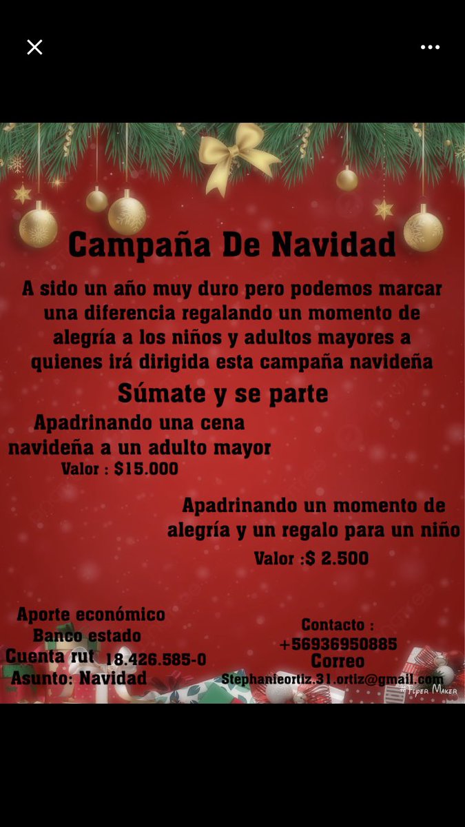 Junto con saludar pido de todo su apoyo estamos en cero donaciones entre todos podemos dar felicidad esta navidad