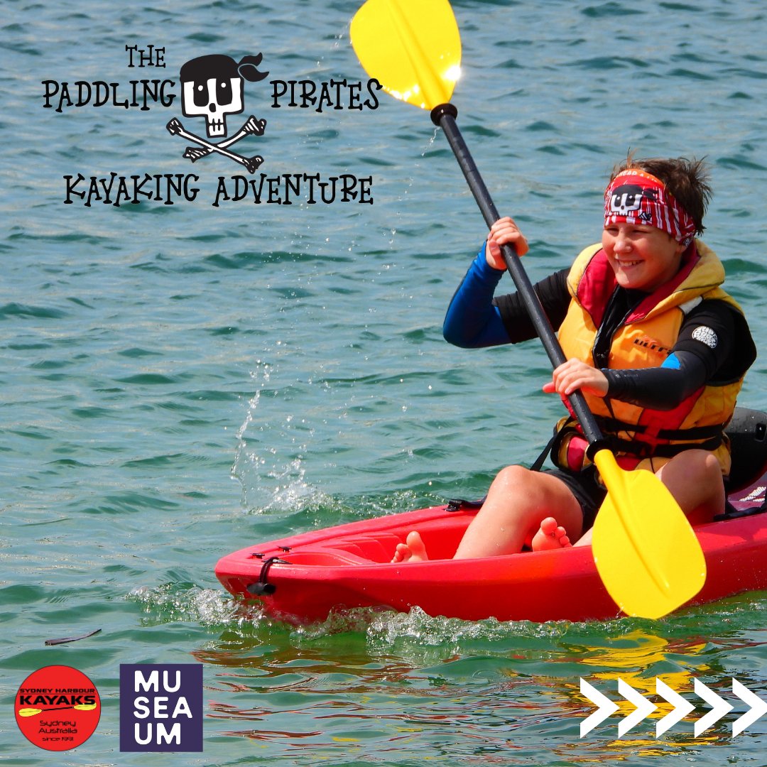 The Paddling Pirates Kayaking Adventure.
>> Summer School Holidays >> Only $39.95 per child.

In Partnership with the <a href="/seamuseum_/">Australian National Maritime Museum</a>  as part of WONDERWATER - 22 December 2023 - 4 February 2024

BOOKINGS Via: sydneyharbourkayaks.com.au/paddling-pirat…
Ages from 9 to 14 years old

Duration: 1 Hour