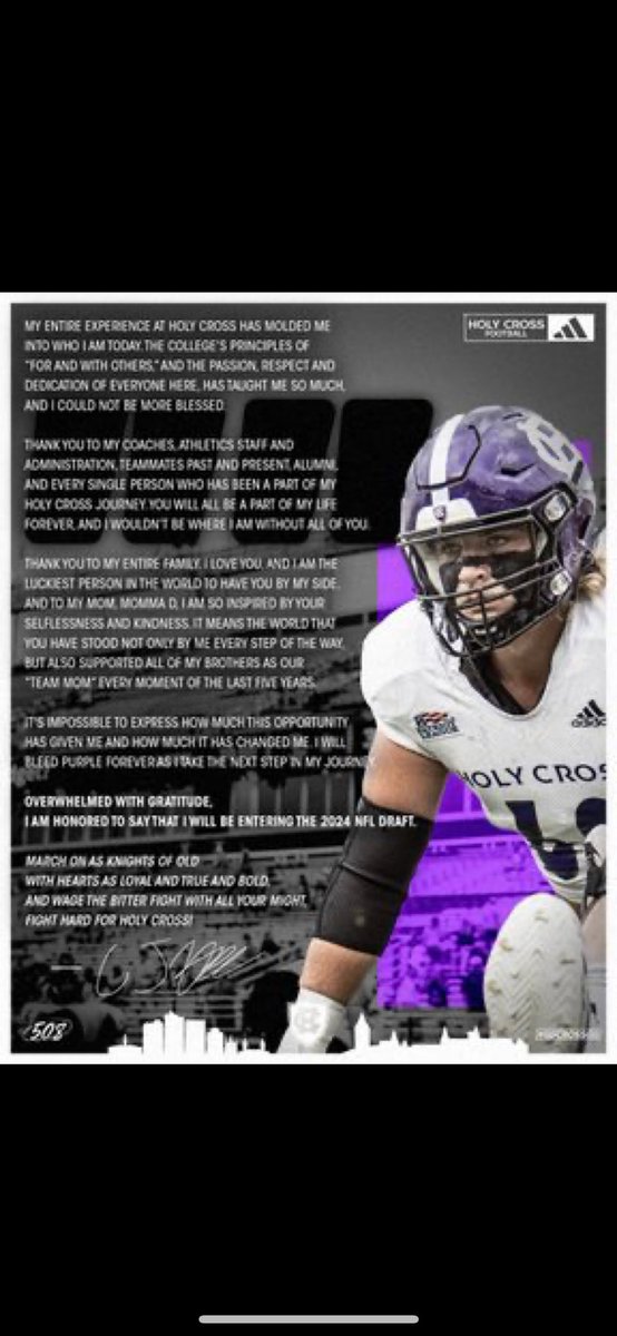 Two of the best to ever do it ready to ATTACK the next level like everything else in their lives. We are all grateful to have had <a href="/chris330196/">C.J Hanson</a> &amp; <a href="/jalencoker/">Jalen Coker</a> leading the way for <a href="/HCrossFB/">Holy Cross Football</a> during this incredible run. <a href="/NFL/">NFL</a> next, but far from the end for these two! #GoCrossGo 
💜👊🏼✝️