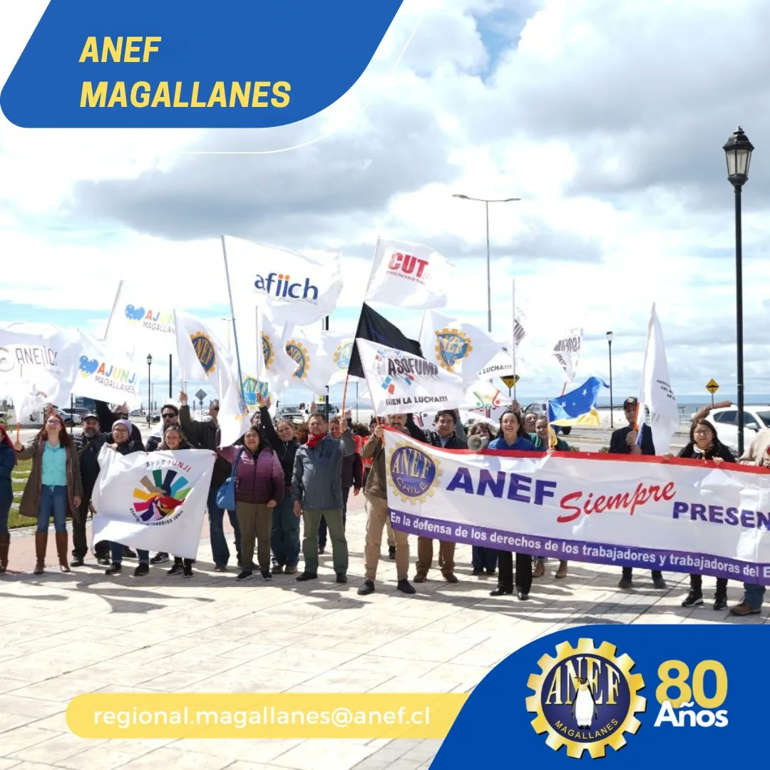 Hoy como dirigentes de asociaciones base Anef, salimos a la calle para apoyar desde Magallanes a la MSP-CUT en el petitorio que busca mejorar las condiciones salariales y otros aspectos que contribuyan a mejorar las condiciones laborales de las y los trabajadores. #Reajuste