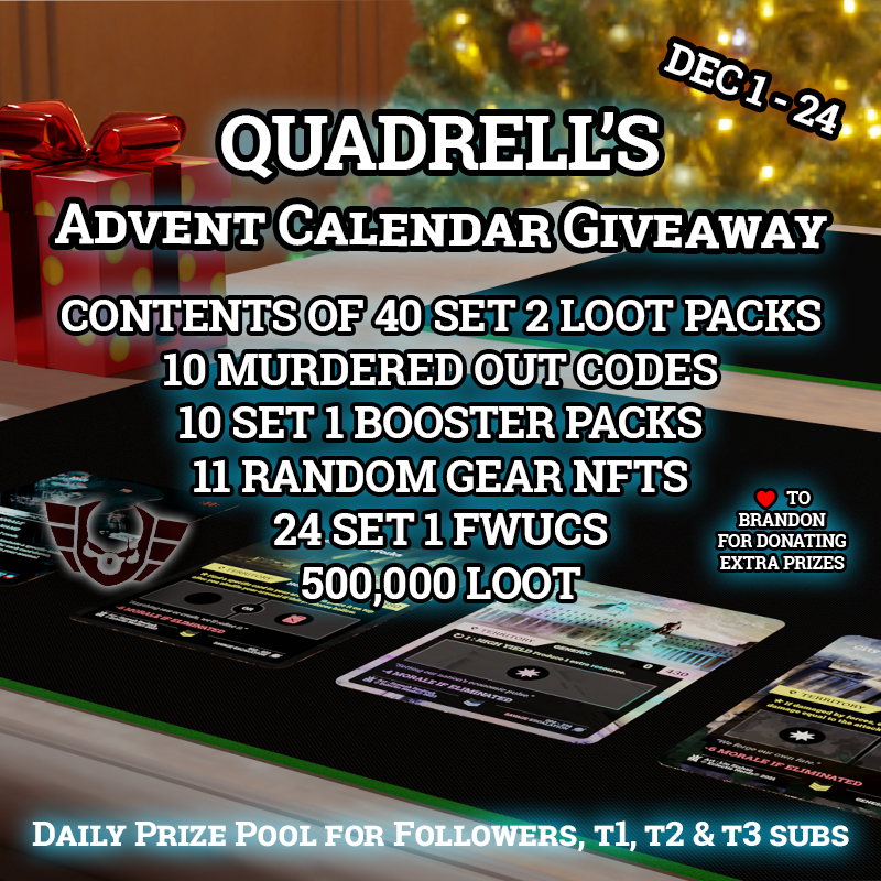 !! ADVENT CALENDAR FINALLY STARTED TODAY !!
Giving away TONS of <a href="/TheWarsaken/">Warsaken®</a> goodies on WAX Blockchain... come to have fun with us ! twitch.tv/quadrellsart ...adding video from Day 1 youtube.com/watch?v=RBPuqu… ... see ya! :) ... <a href="/WAX_io/">WAX</a> #BlockchainGaming #Blockchain #NFT #Giveaway