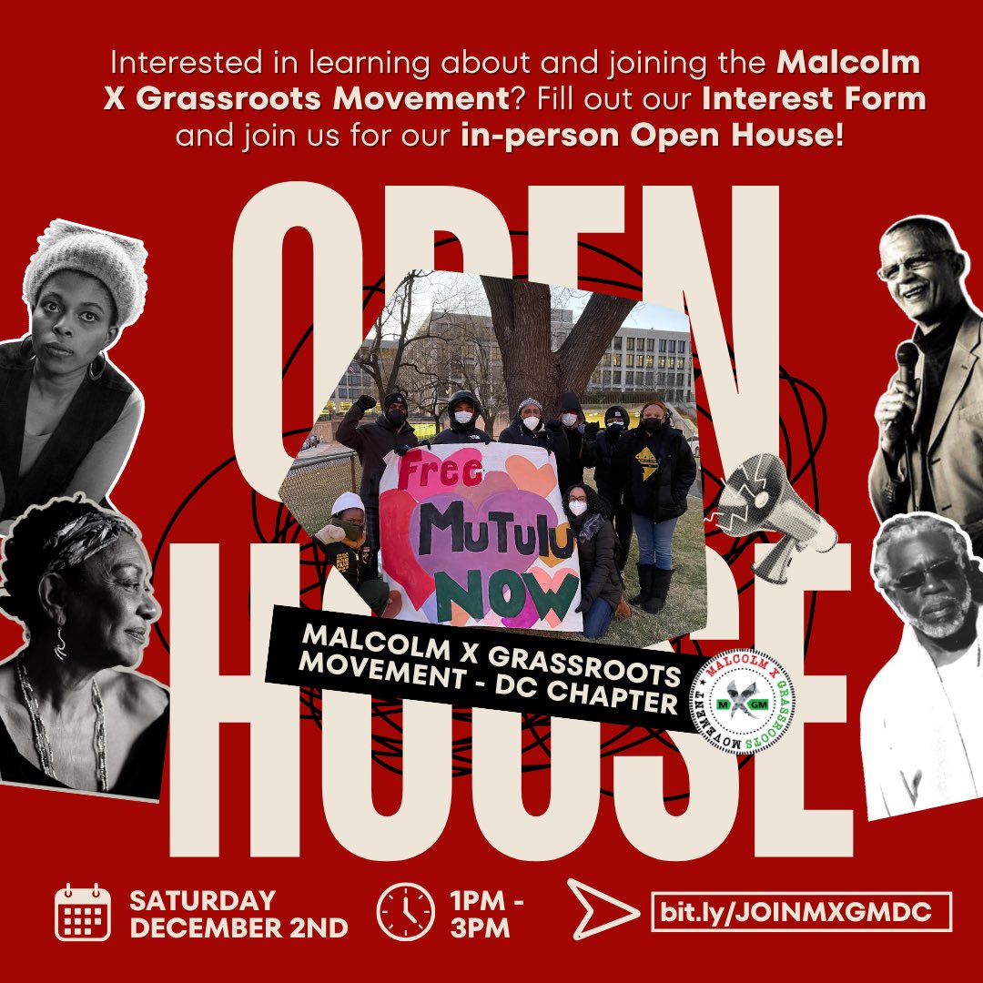 📣TOMORROW: join us for our in-person Open House for all Black/New Africans who are interested in joining the DC chapter of @MXGMNational! Come #FreeTheLand and #FreeEmAll with us! ✊🏿 MXGM DC Chapter Open House 🗓️ Saturday, December 2nd ⏰ 1-3PM EST 📍 bit.ly/JOINMXGMDC