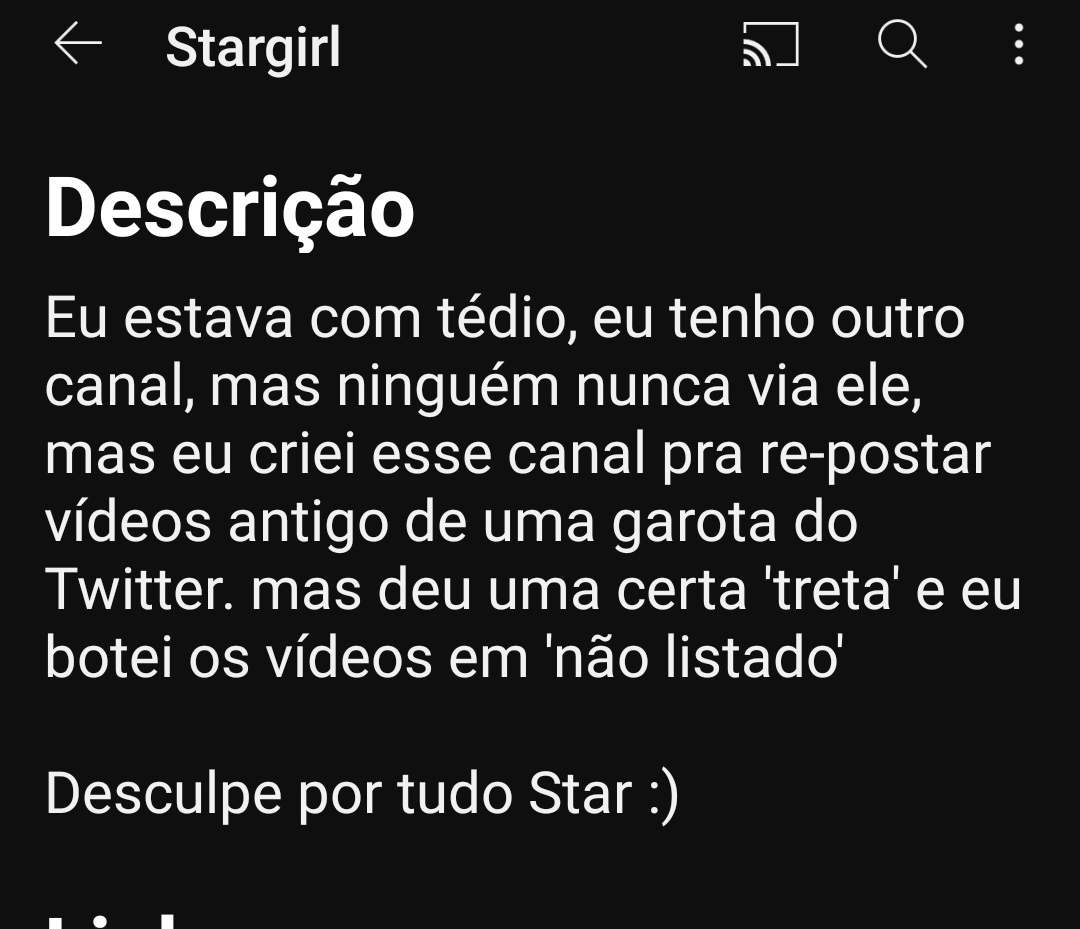 stargirl_xdd's tweet photo. Olá está tudo bem, agradeço que tenha apagado os vídeos, apenas peço para que mude o Nick do canal para que isso não aconteça novamente pra que ninguém procure o canal e encontre esse sem querer :,) https://t.co/VvPguIpD7p