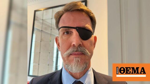 protothema's tweet photo. Η Μαρί Σαντάλ φωτογραφίζει τον πρίγκιπα Παύλο με καλυμμένο το μάτι του https://t.co/8KPcb5Jk15 https://t.co/DDlsHnGNOD