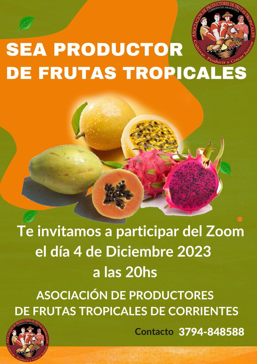 titomeixner's tweet photo. Hoy en Al Caer la Tarde entrevistamos a Jorge Romano sobre la clase virtual para producir frutas tropicales del lunes 4/12. 🎙️📻
Nota completa 👉🏼 https://t.co/duFZRwgjaC https://t.co/CvWMonJGyT
