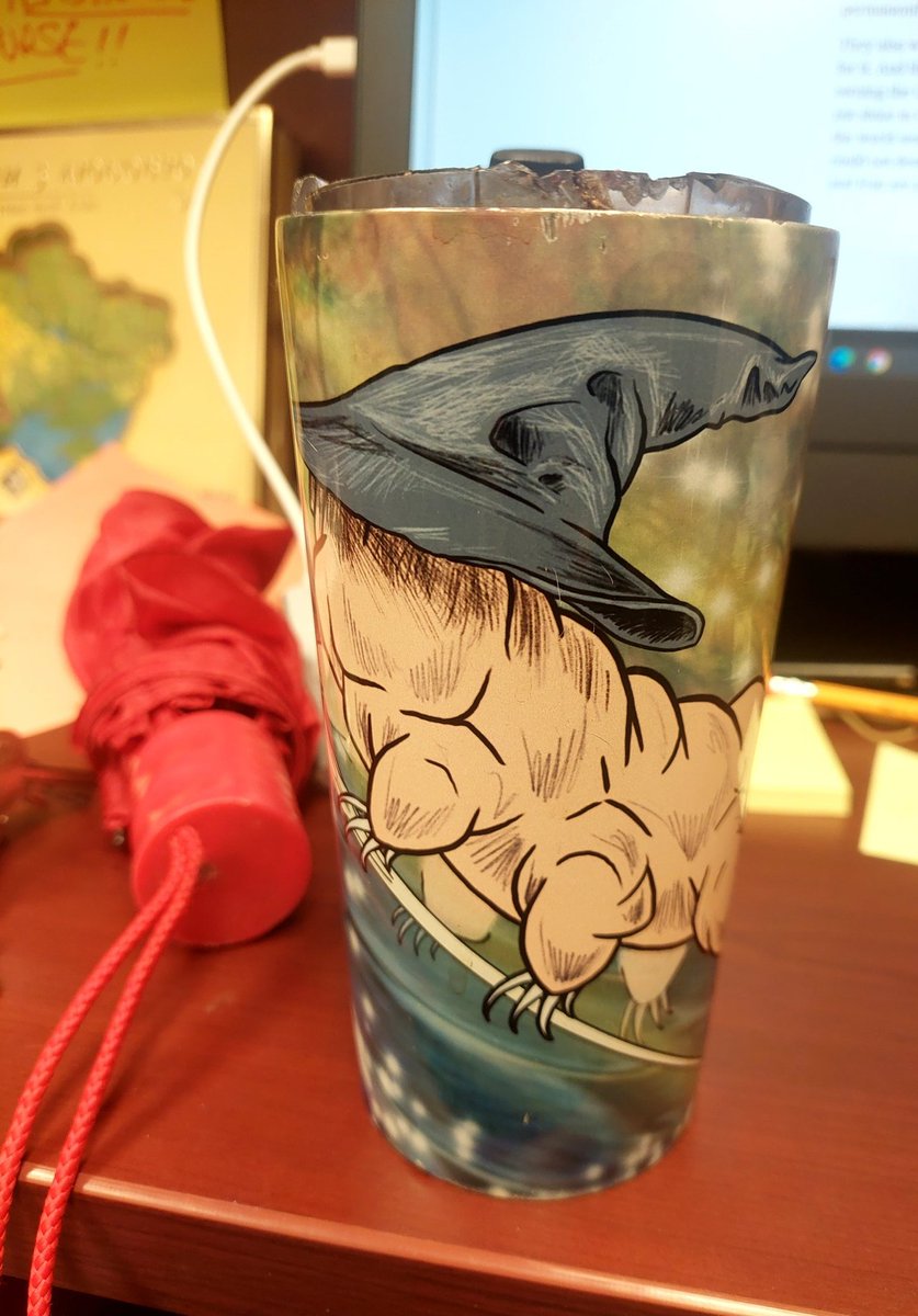 sm9eb's tweet photo. @prairiedogking I was asked by my students about my #Tardigandalf thermos today, too! (But they aren't available any more on Society6, boo, I wanted to get some as gifts this year.) #2024MMM https://t.co/0K4kv73WnS