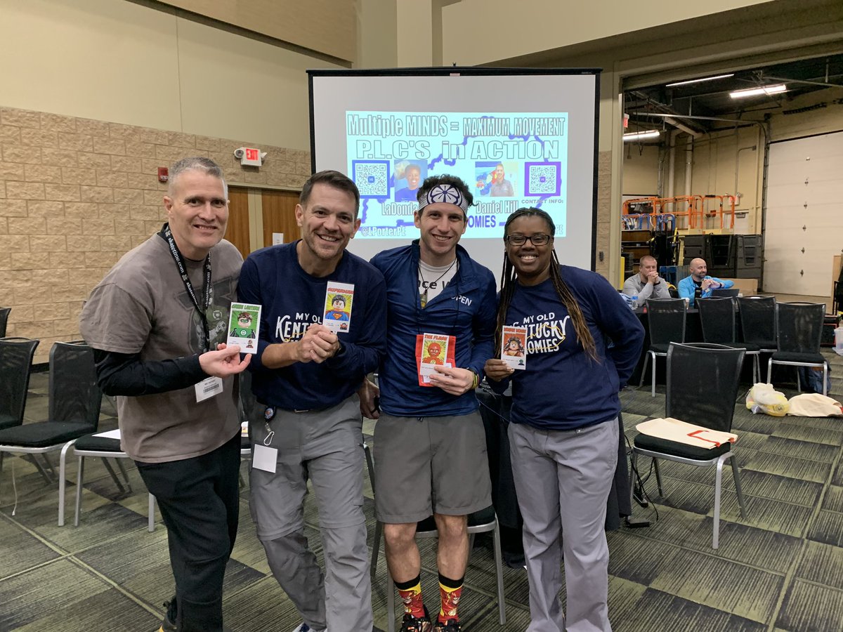 coachmicfit's tweet image. The #SuperheroTeam finally united at #IAHPERD23 and then we even added a new member! @superdanpe @JrV4Victory @lporterPE