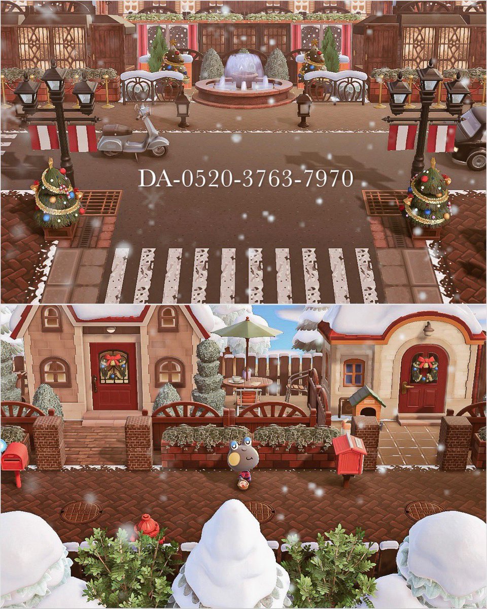 hidamari  island🎄🛷

夢番地：
DA-0520-3763-7970

テーマ：
クリスマスの装飾がなされ賑やかで煌びやかになったレンガ造りの街並み🏠

※家の中は全て未改装です
#acnh #animalcrossing  #acnhideas #acnhdesigns #マイデザイン #あつ森写真部  #あつまれどうぶつの森　
#夢見　#dreamaddress
