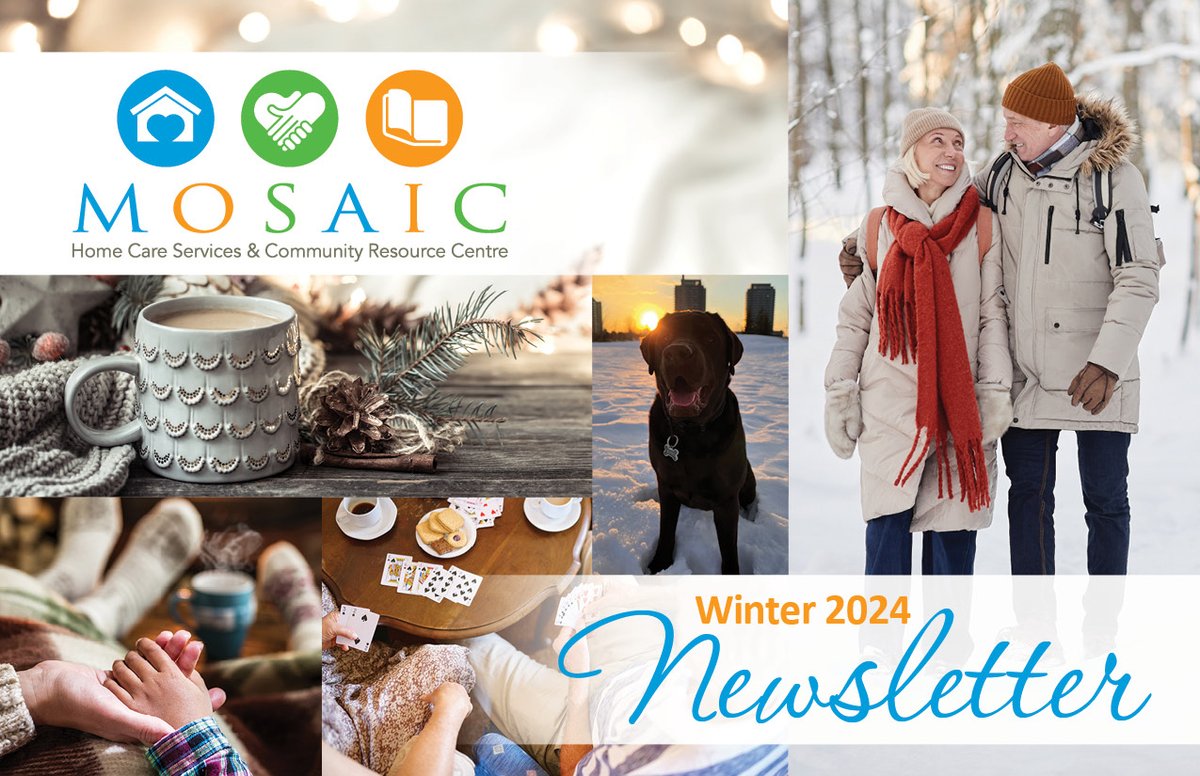 Mosaichomecare's tweet image. Stay tuned for our next Winter 2024 Newsletter from Mosaic Home Care &amp;amp; Community Resource Centre more #socialprograms #communityevents #communtyconnections #socialprescribing #personcenteredcare #homecare #homecaresupport #nursing #socialwork #familycarers