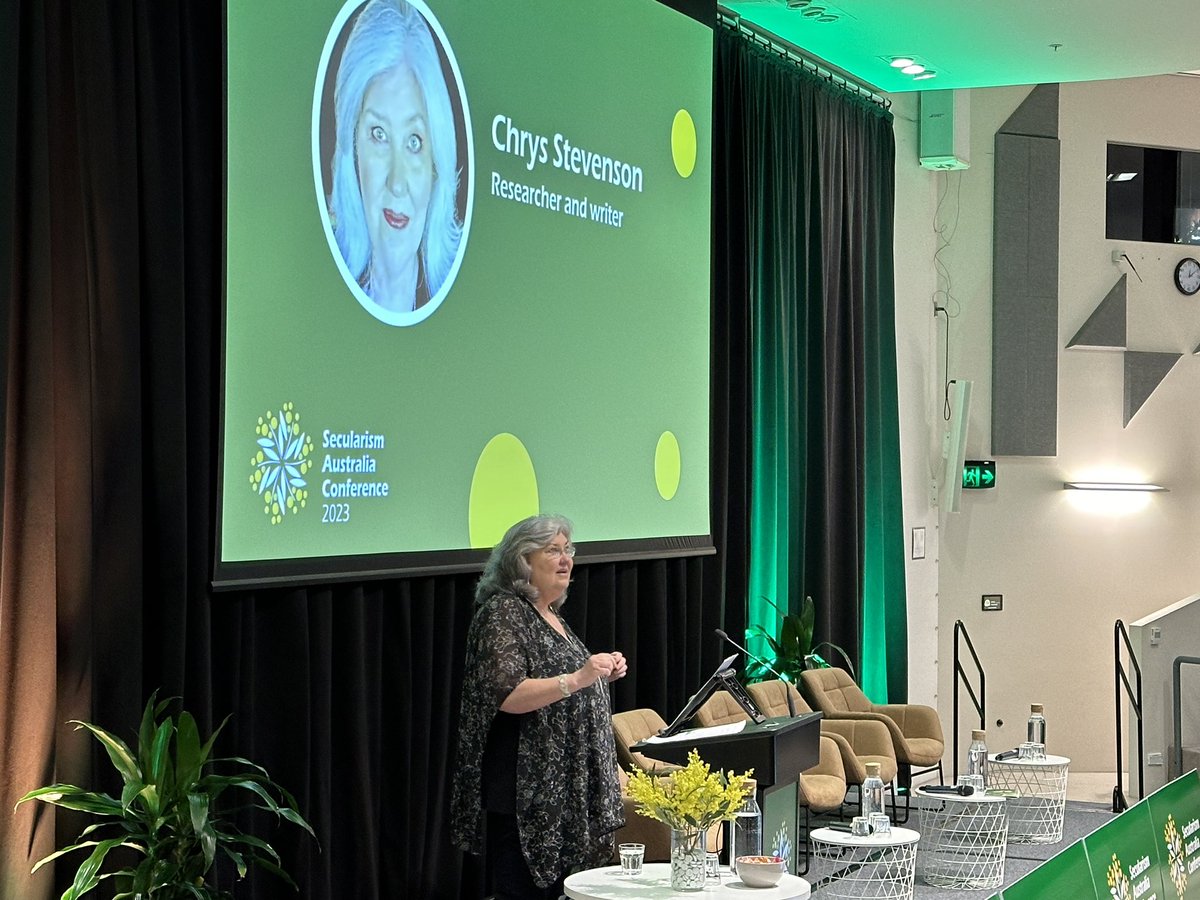 Hearing from <a href="/Chrys_Stevenson/">ChrysStevenson.bsky.social</a> on rise of Christian Dominionism which believes that Jesus will not return til followers have establ’d global theocracy. Seven Mountains aim: infiltrate institutions, build power &amp; influence, with the objective to gain complete control. #SecularismAu