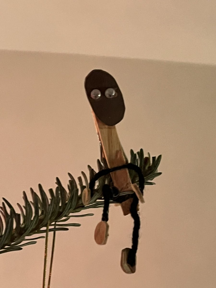 Still the best tree ornament ever. From public school craft time many Christmas moons ago. Oh, it is a popsicle stick reindeer.