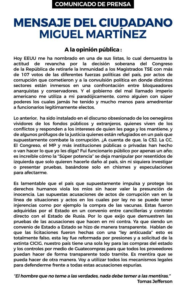 EmisorasUnidas's tweet image. Miguel Martínez, exdirector del Centro de Gobierno, considera que la sanción que recibió hoy de parte de Estados Unidos es una revancha. | #AHORA