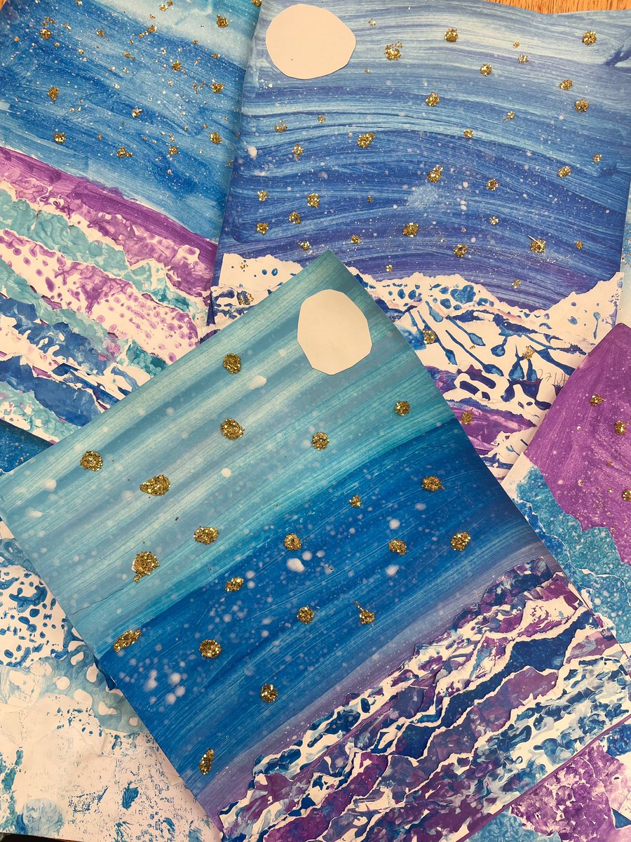 artwithMrsDiaz's tweet image. Hello December and Happy Friday!🤍❄️
Beautiful winter landscape prints made by 3rd Grade! #fultonartstrong #printmaking #arteducator #arteducation #elementaryart