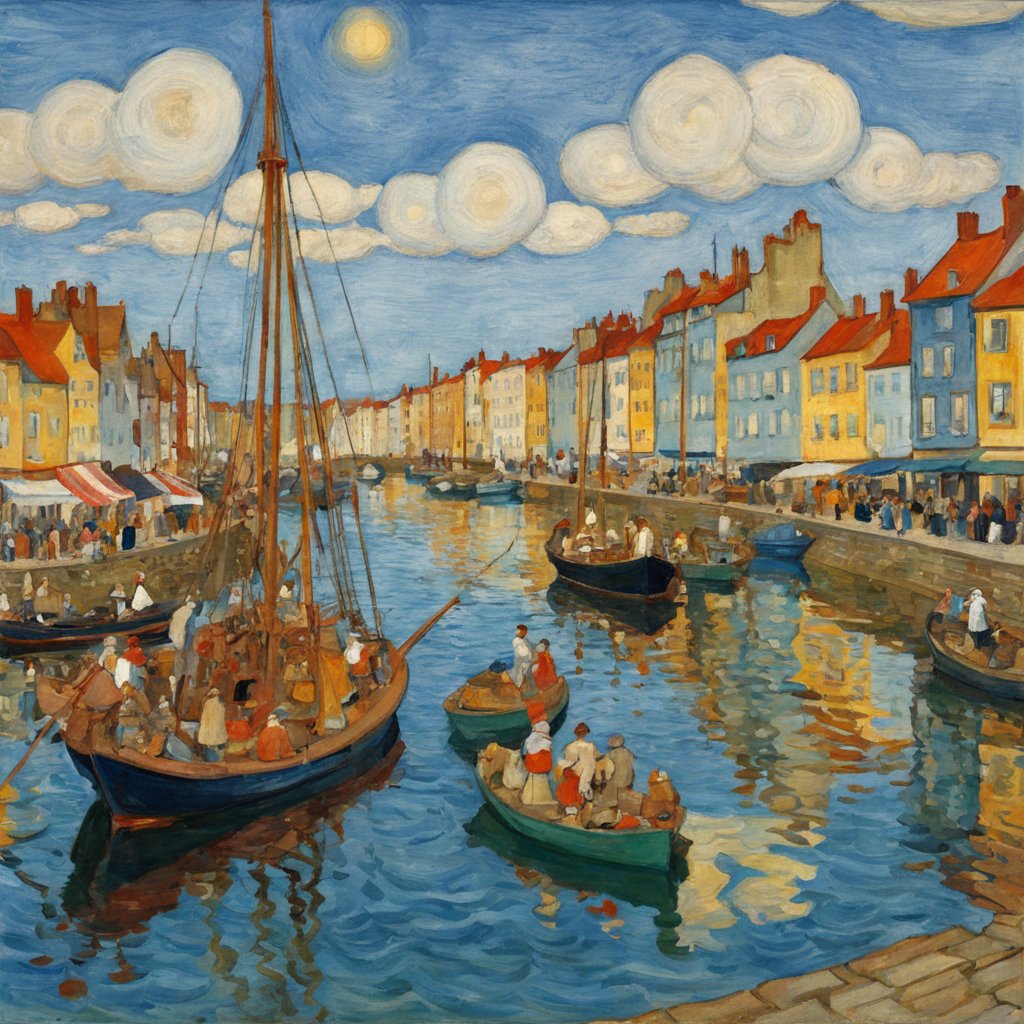 This maritime scene breathes life with its vibrant brushwork, capturing the harbor's serene yet bustling atmosphere. #Impressionism #MaritimeArt #HarborLife