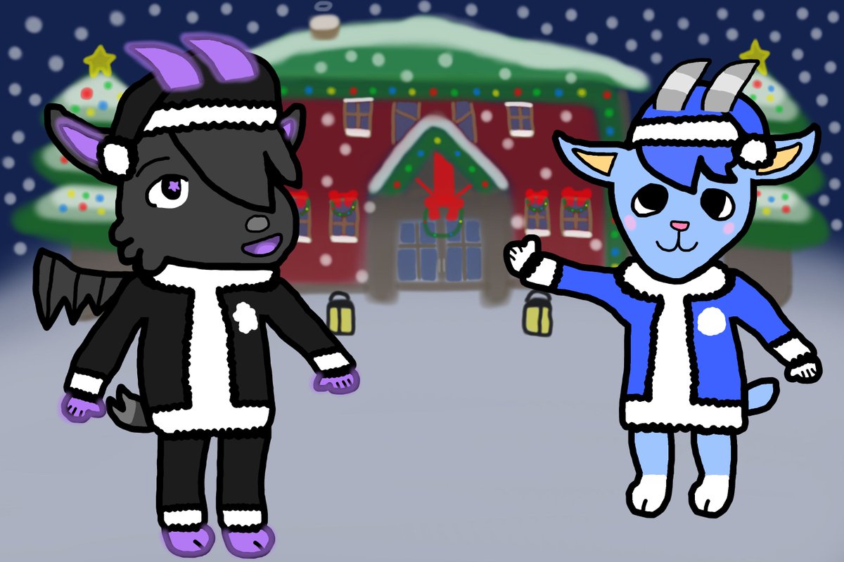 Darkn0va_'s tweet photo. The Christmas season is here 🎄 #Sherb #AnimalCrossing #Art #Furry #Furryart https://t.co/v4W3MNafFx