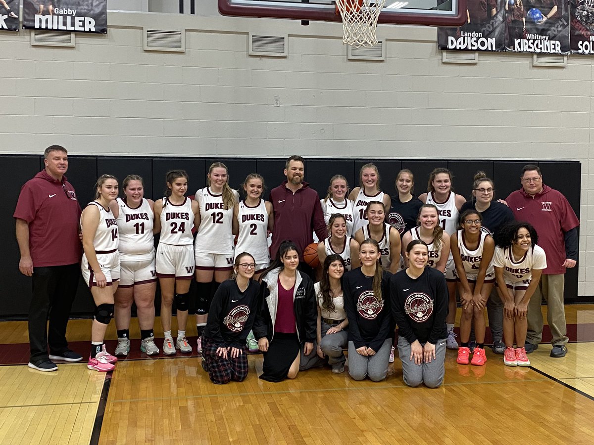 Lady Dukes beat Oberlin tonight! Congratulations to Nathan Morris on his 100th career win here at Wellington as the girls head coach! #ItTakesAVillage