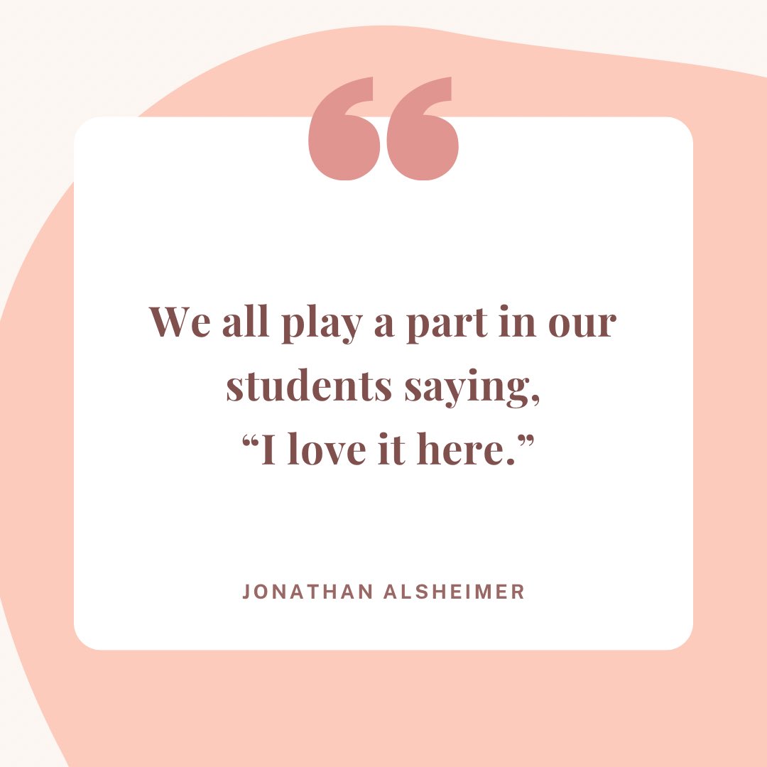 We all have an opportunity to impact the climate and culture of the halls and classrooms within our school. We all play a part ❤️🙌 in students saying, “I love it here!”