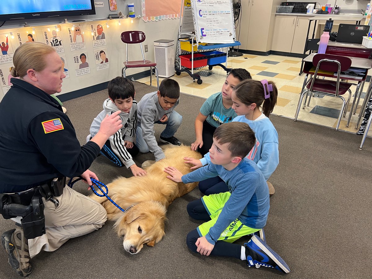 We had a special visitor today! Thank you Officer Amanda for bringing Ben in today 🦮💙 <a href="/franklinpolice/">Franklin Police</a>