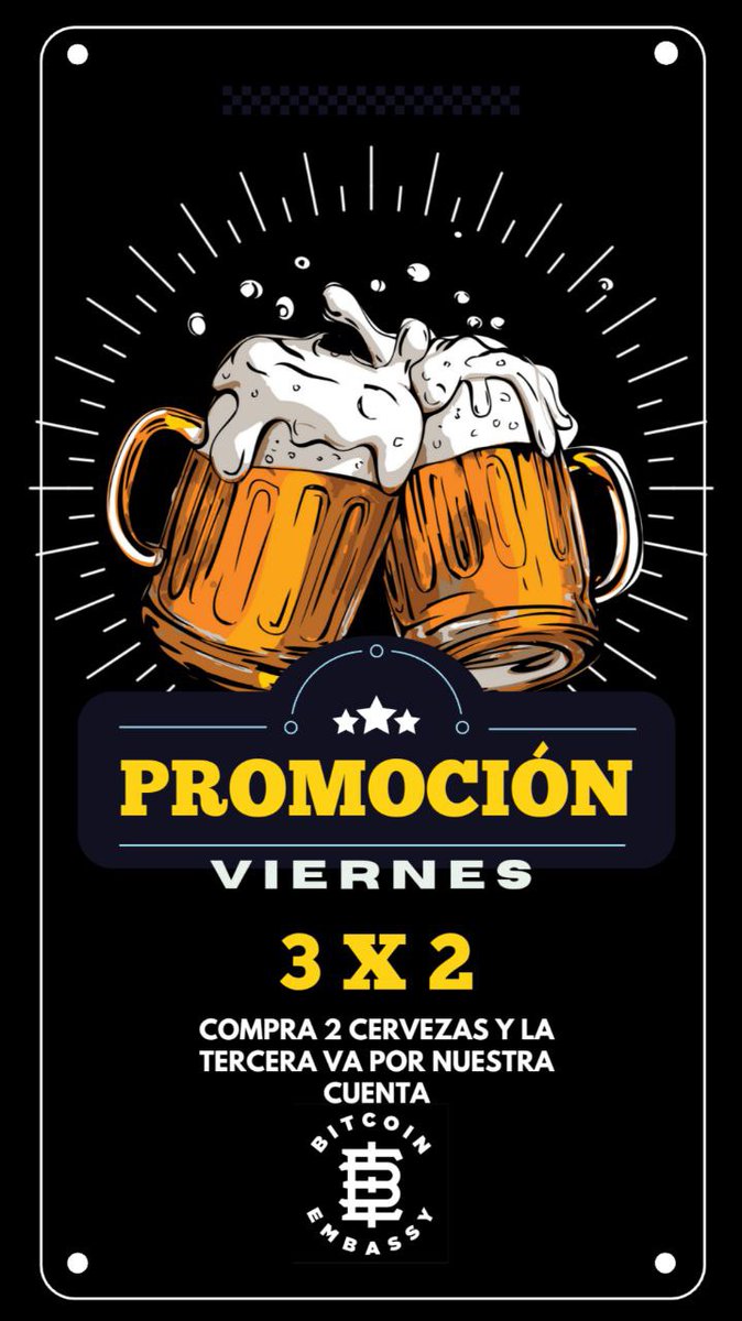bitcoinemb's tweet photo. Viernes de promo 3x2 en el @bitcoinemb . 🍺🍻
#criptobar #cryptobar #bar #cerveza https://t.co/FUE8q0fuVf