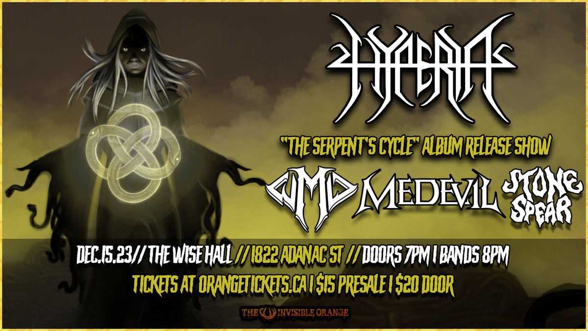 Get ready for another night of #progmetal mayhem!
<a href="/MedevilMusic/">Medevil</a> is taking the stage with Hyperia on December 15 at the Wise Hall!

Tickets: orangetickets.ca/detalles_event…
#heavymetal #thrashmetal