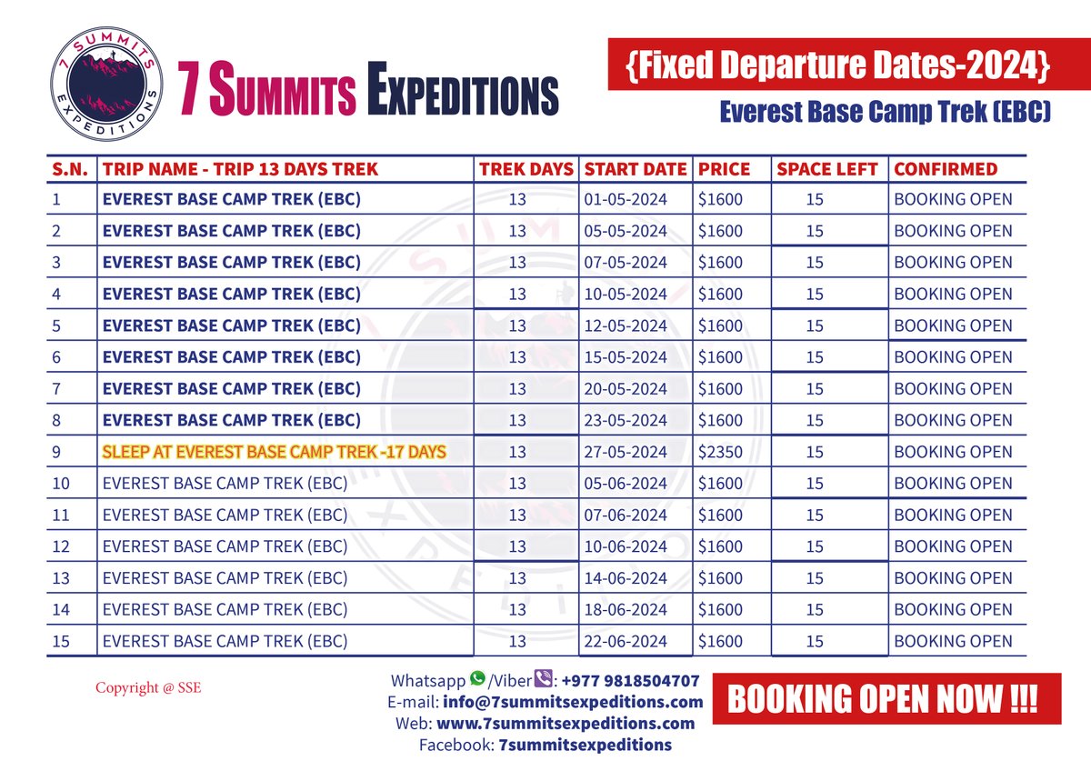 #Fixed #departure Dates for #everestbasecamptrek #lukla #7summitsexpeditions #BookingsOpen #sevensummitsexpeditions for more details contact us at info@7summitsexpeditions.com or Whatsapp +9779818504707 📷