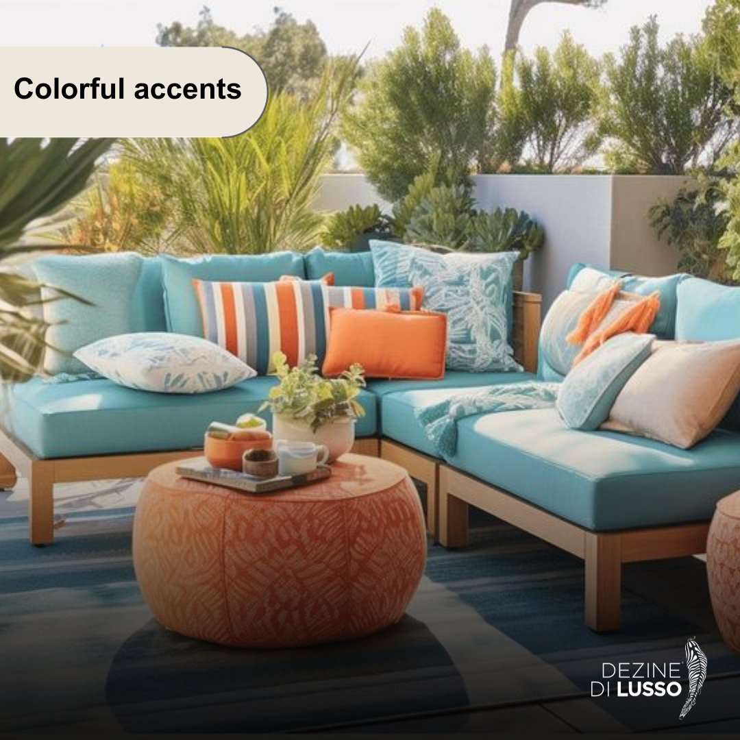 Embrace Minimalist Style, infuse a carefree Bohemian Vibe, add pops of Colorful Accents, integrate Smart Technology, and create warmth with chic Fire Features.  #OutdoorLiving #MinimalistDesign #BohemianVibe #ColorfulAccents #SmartTech #FireFeatures #StylishSpaces
