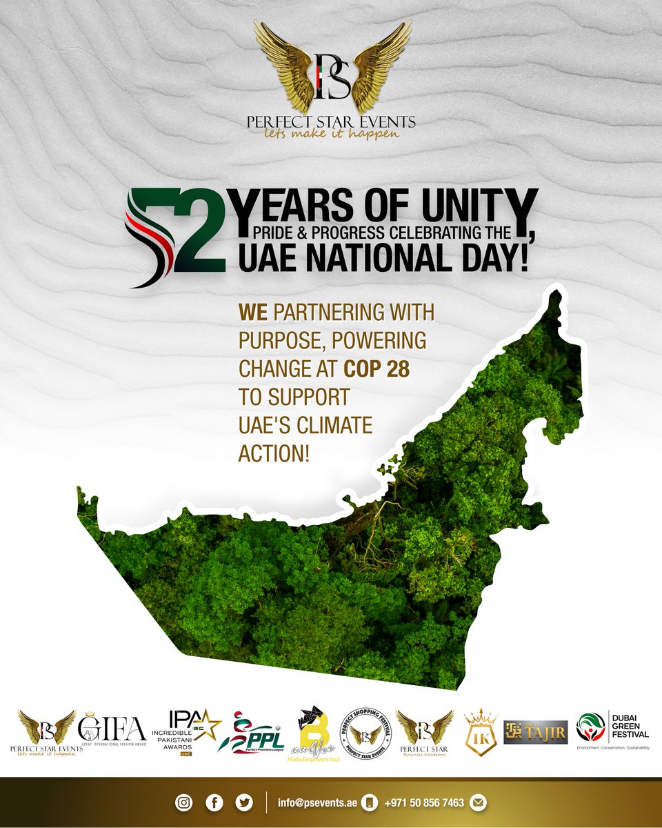 Let us celebrate the occasion of UAE National Day by coming each other and by celebrating all the achievements with high spirits.

#pseventsofficial #pseventplanner 
#eventdesign #COP28UAE #COP28Summit #nationaldayuae #psevents #pse #UAENationalDay52 #events #Pakistan #Dubai