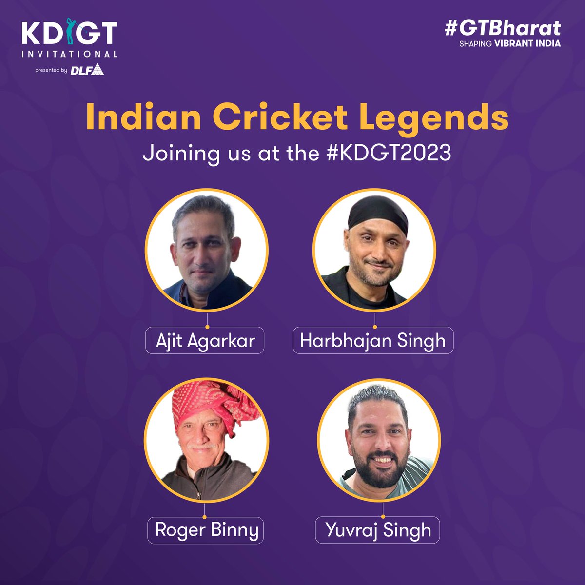 KDGT_golf's tweet photo. We are excited to welcome the cricket legends to the #KDGT2023 tournament! Join us for the fantastic fusion of golf and cricket power. Follow the action on #KDGT2023 and #GoBeyondForGolf🏏⛳️🏌️
@imAagarkar @harbhajan_singh @RogerBinnyBCCI
@YUVSTRONG12 https://t.co/kZl6stSkfB